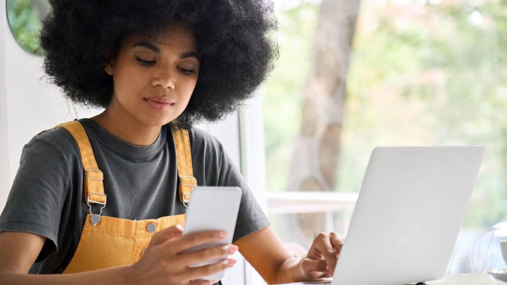 Woman using healthcare app